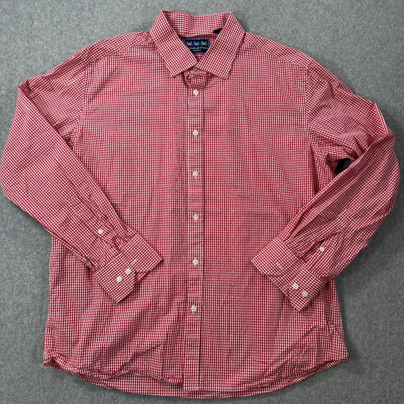 Charleston Threads Red Gingham Button Down Shirt Men's XL Long Sleeve Cotton - Picture 1 of 8